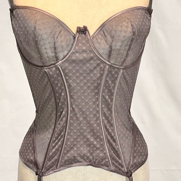 Chantal Thomass corset lingerie teddy shapewear garter belt clip chocolate brown - Picture 7 of 17